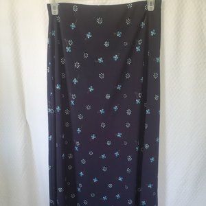 Jaclyn Smith - Long Dark Blue Skirt with Flowers L